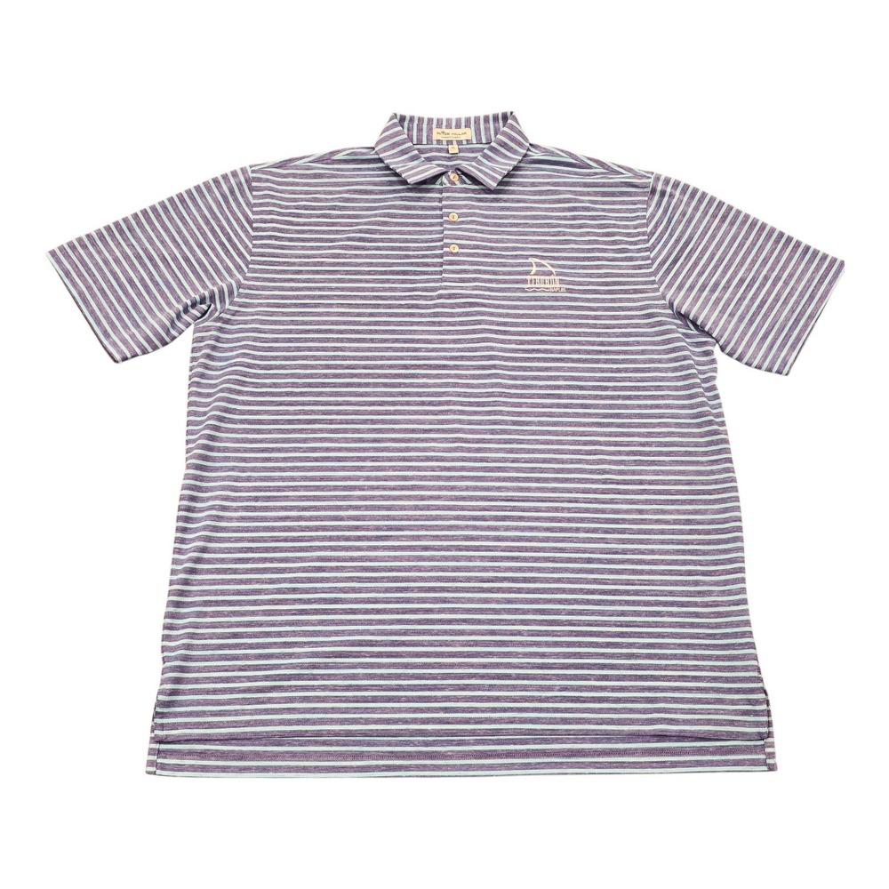 Peter Millar Summer Comfort Golf Polo Mens XL Blue Stripe Stretch Performance